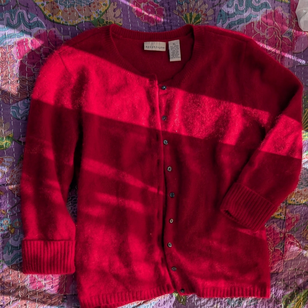Women's Red Cardigan Sweater